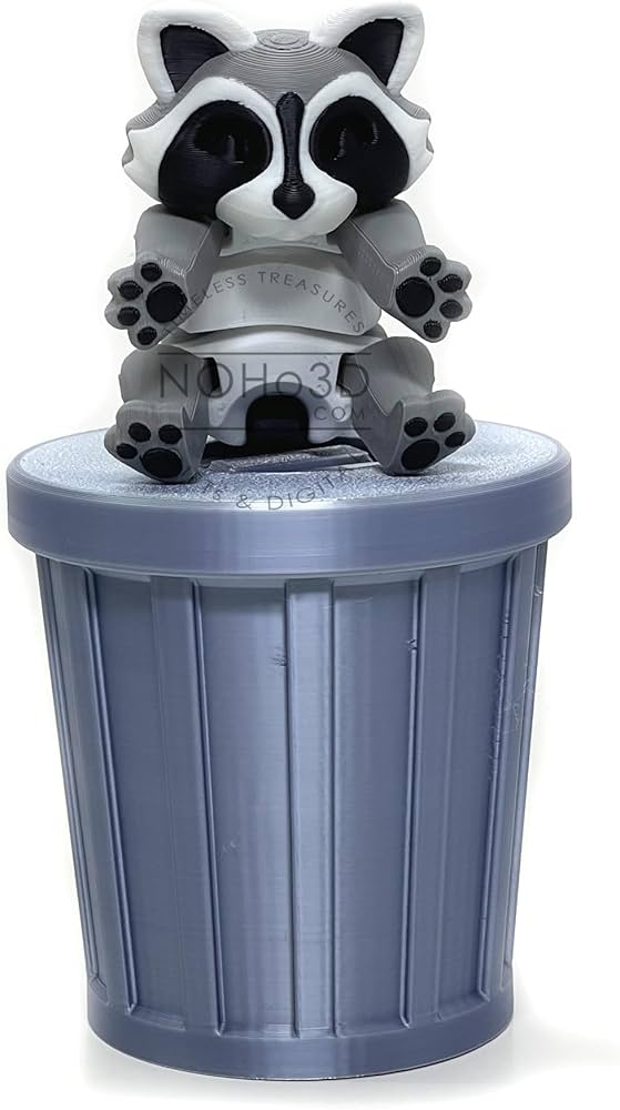 Amazon.com: 3D Printed Racoon with Trash Can, Articulated Racoon